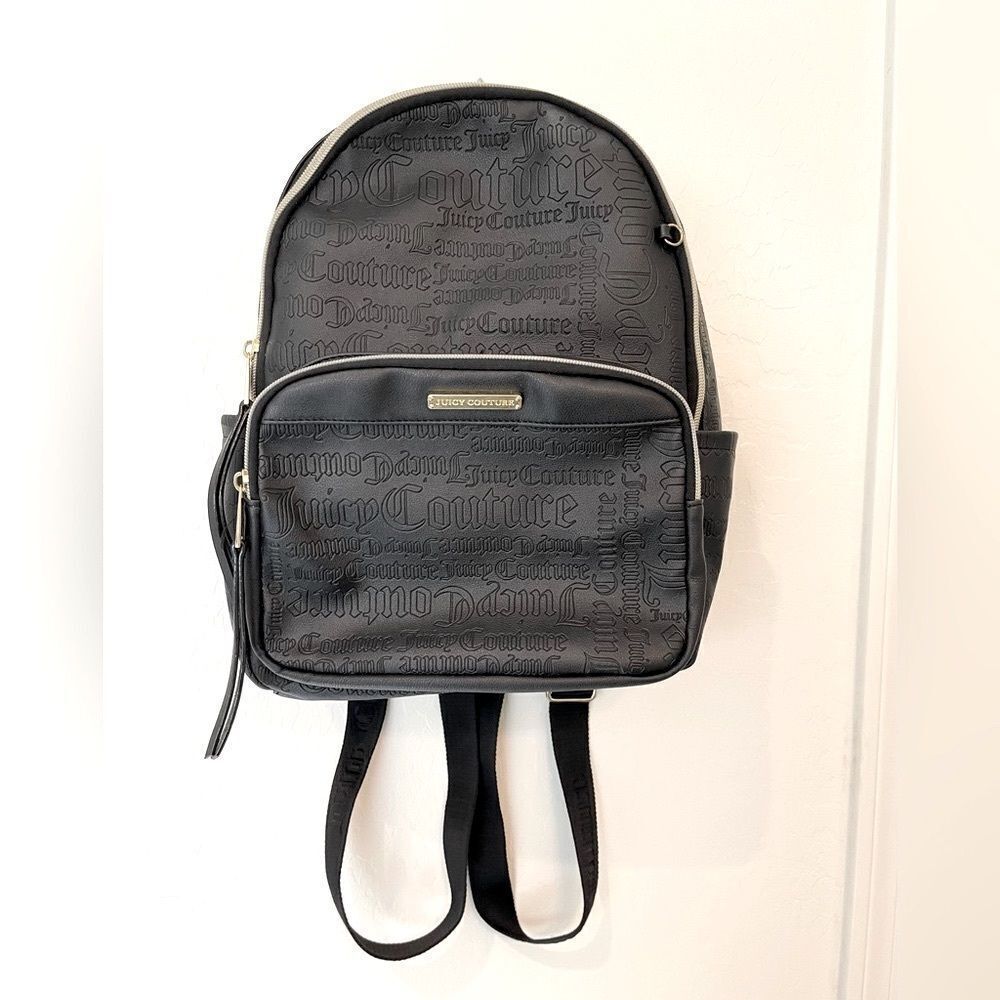 Juicy Couture Black Embossed Logo Word Play Backpack